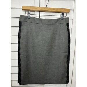 Ann Taylor Loft Lace Detail Stretch Pencil Skirt Career Women's Size 4 Gray NWT